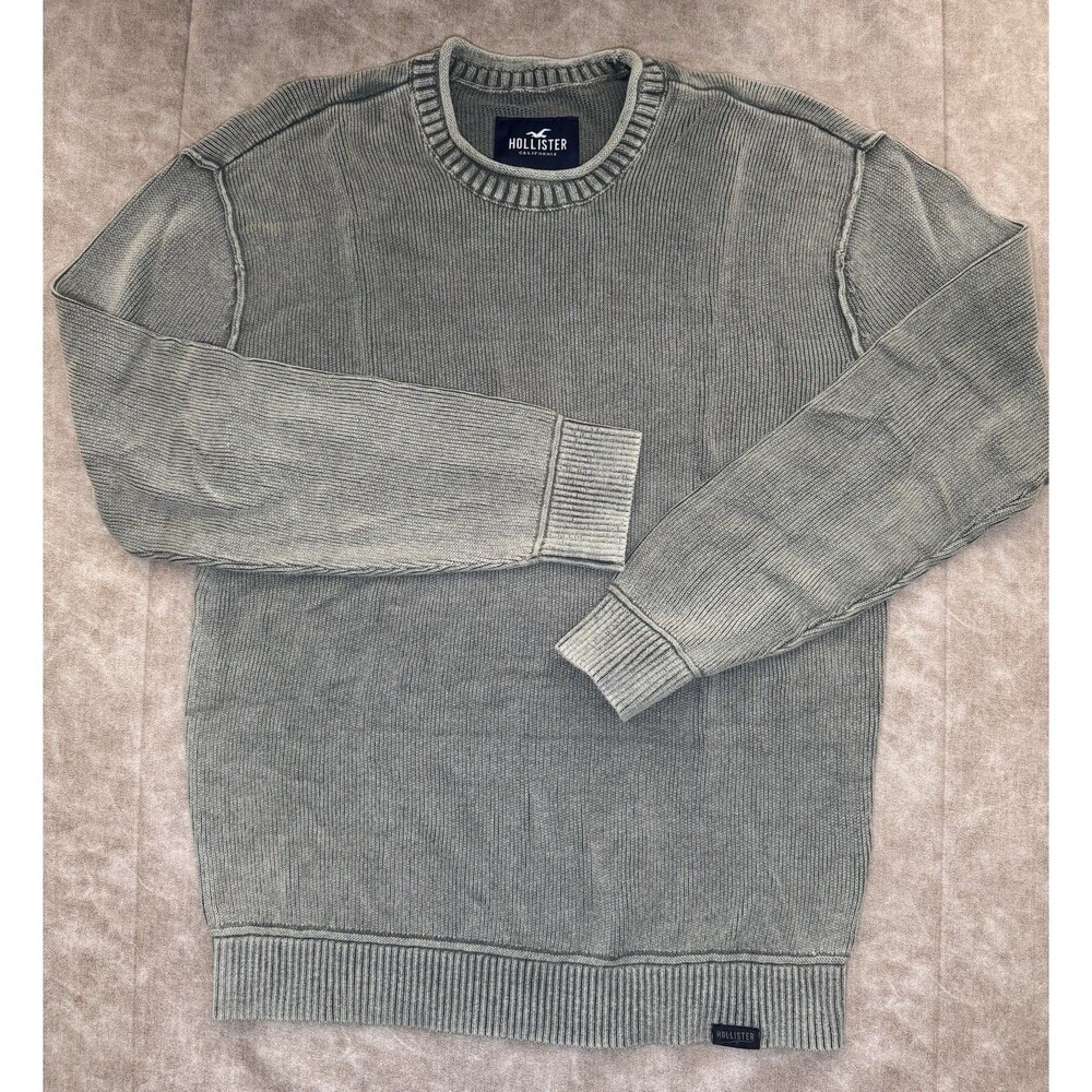 Hollister Sage Green Cotton Long-sleeved Sweater Size SMALL